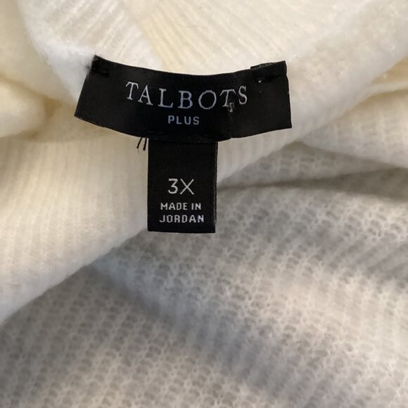 Talbots Sweater Size 3X Ribbed Knit Color Block Ombré White Gray Striped - Picture 8 of 9